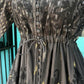 THE 'SEVILLE SUNSET' BEAUTIFUL RICH EMBROIDERED BLACK COTTON DRESS WITH GOLD AND SILVER DETAIL