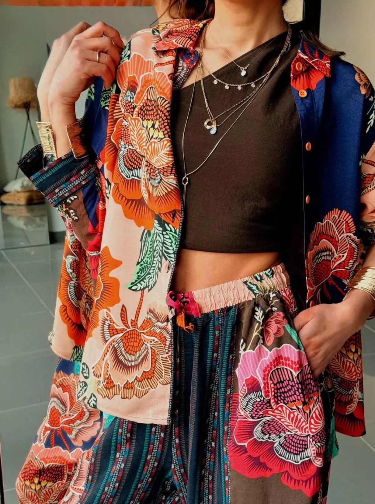 THE 'PORTOFINO' VIBRANT PRINT LIGHTWEIGHT RELAXED FIT TROUSER SUIT
