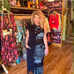 THE 'CARNABY' STUNNING URBAN CHIC STYLE NEWSPAPER PRINT LATTICE DRESS WITH FRINGE ITALIAN DESIGN
