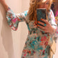 THE 'MEADOW' 100% COTTON BRODERIE ANGLAISE WATERCOLOUR FLORAL PRINT DRESS AQUA OR PINK