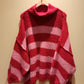 THE 'COBAIN' COSY OVERSIZED STRIPED FUNNEL NECK SNUGGLE JUMPER PINK OR BLACK