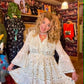THE 'NURIA' STUNNING SNOWY WHITE SEQUINNED AND BEADED BELL SLEEVE BOHEMIAN TUNIC DRESS FROM OUR EXCLUSIVE SPANISH COLLECTION