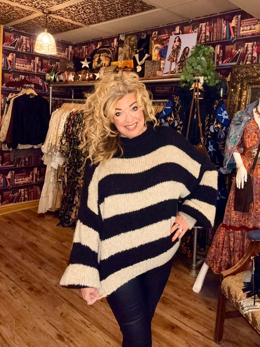 THE 'TEEN SPIRIT' ROCK CHICK STYLE BOLD STRIPE COSY SUPERSOFT SNUGGLE JUMPER