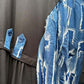 THE 'URBAN GIRL' QUIRKY ASYMMETRIC DETAIL COCOON DRESS WITH BUTTON TRIMS AND CONTRASTING DENIM STYLE FABRIC