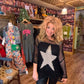 THE 'ROCK CHICK' FABULOUS BLACK CROCHET OVERSIZED KNIT WITH BOLD GOLD STAR DETAIL