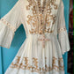 THE 'PALOMA' 100% COTTON STUNNING RICHLY EMBELLISHED IVORY BELL SLEEVE BOHEMIAN DRESS FROM OUR EXCLUSIVE SPANISH COLLECTION