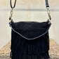 THE 'MILEY' STUNNING ITALIAN LEATHER FRINGED TWO WAY BAG WITH POCKETS
