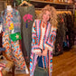 THE 'PATSY' CROCHET SQUARES 70'S STYLE MAXI CARDIGAN IN PRETTY RAINBOW COLOURS