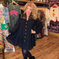 THE 'LOTTIE' BEAUTIFUL BOHEMIAN BUTTON THROUGH CROCHET DETAIL FLIPPY SHIRT DRESS BLACK