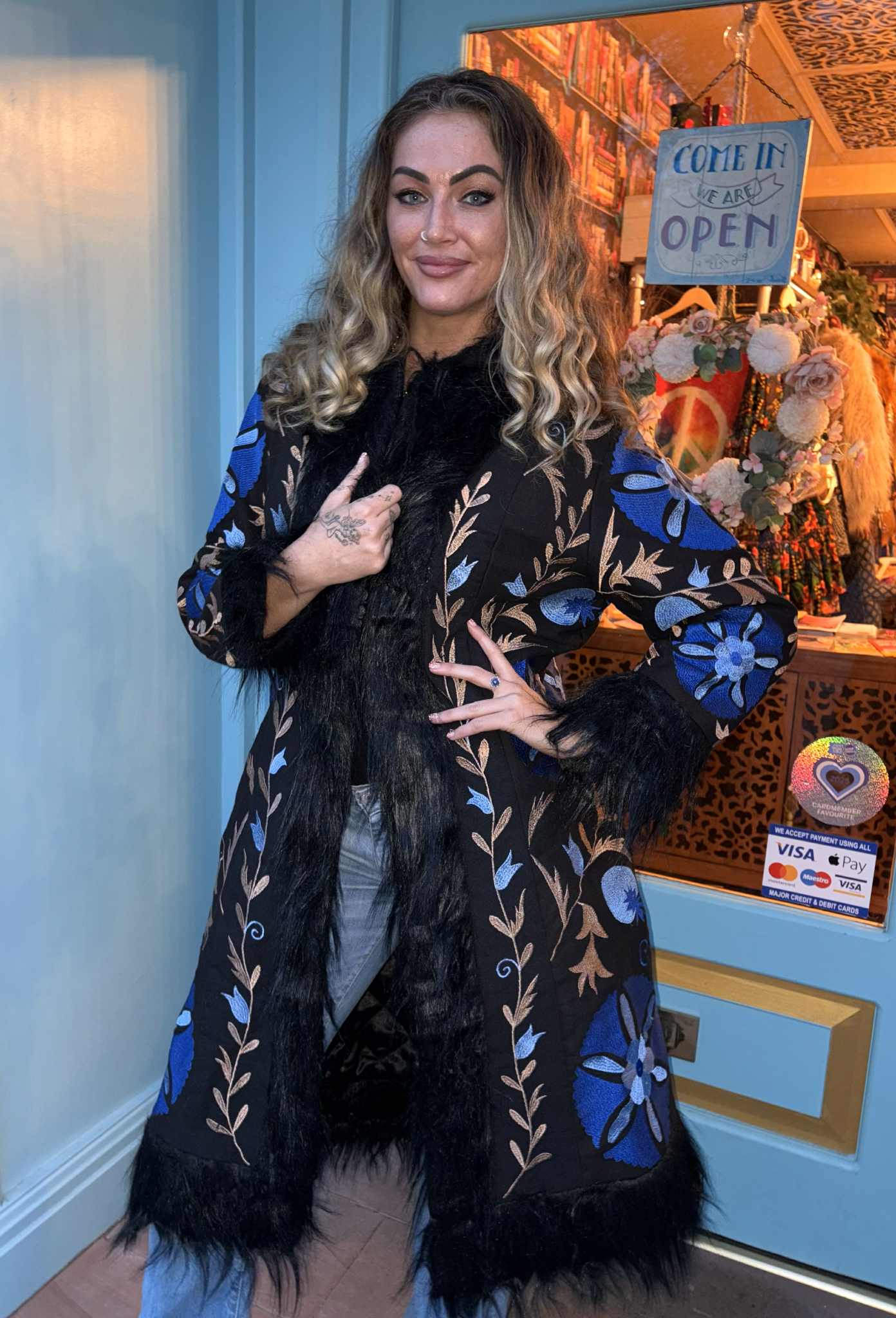 THE 'ALZA' STUNNING 70'S AFGHAN STYLE FAUX FUR RICHLY EMBROIDERED COAT FROM OUR EXCLUSIVE SPANISH RANGE