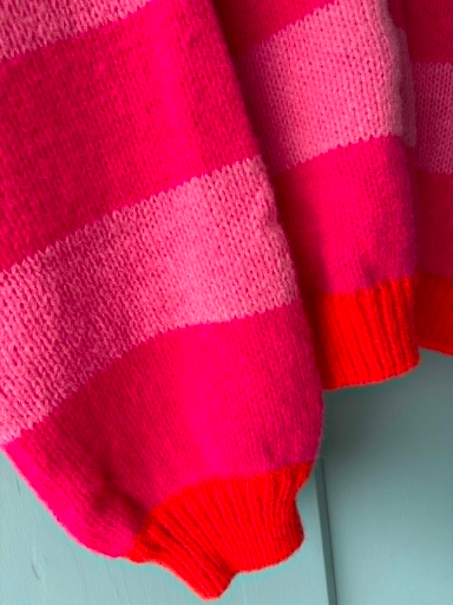 THE 'MISSY' SUPERSOFT SORBET COLOURS BOLD STRIPY OVERSIZED JUMPER IN PINKS AND ORANGE