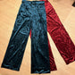 THE 'RITA ROCK CHICK' FABULOUS CRUSHED VELVET FIGURE SCULPTING FLARED BOOT CUT STRETCH TROUSERS BOTTLE GREEN OR CHERRY