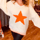 THE 'SUPERSTAR' FABULOUSLY SOFT STAR DETAIL OVERSIZED SNUGGLE JUMPER IN CREAM AND ORANGE