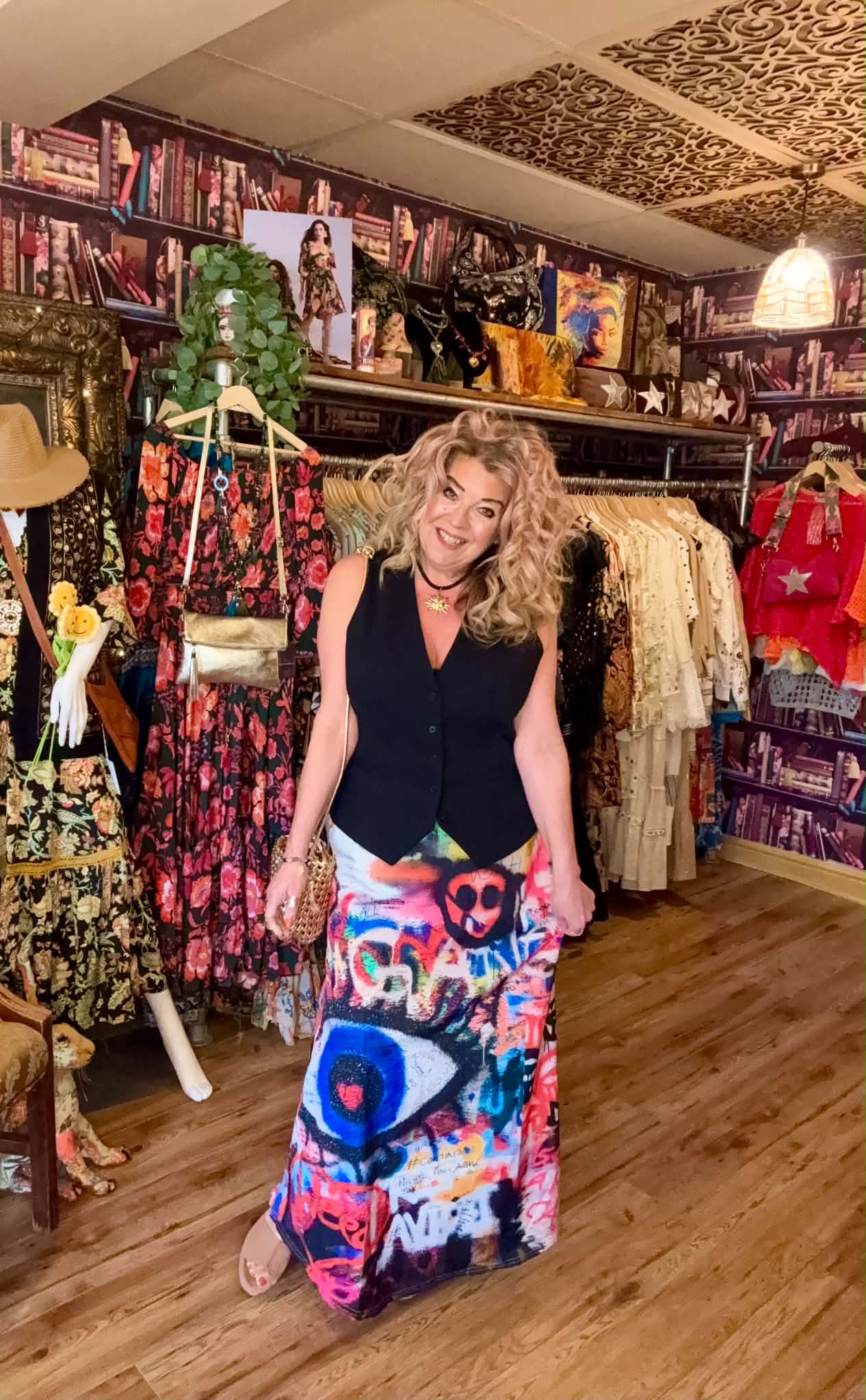THE 'MYSTIC GRAFFITI' BOLD AND BRIGHT MAXI SKIRT WITH ELASTICATED WAIST
