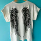 THE 'FALLEN ANGEL' ROCK CHICK STYLE T SHIRT WITH ANGEL WING DETAIL TO THE BACK