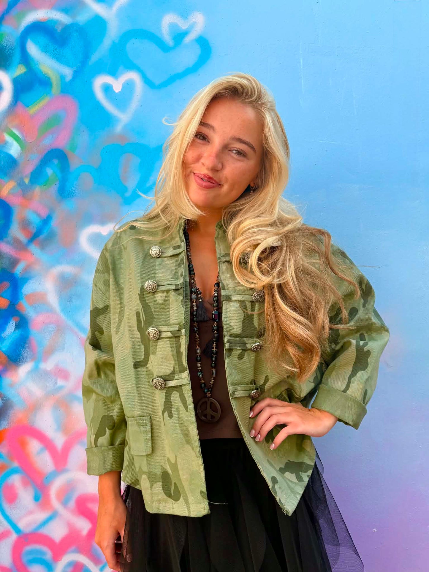 THE 'COMMANDO KITCH' FABULOUS MILITARY STYLE CAMO PRINT JACKET FREE SIZE UK 10 TO 18