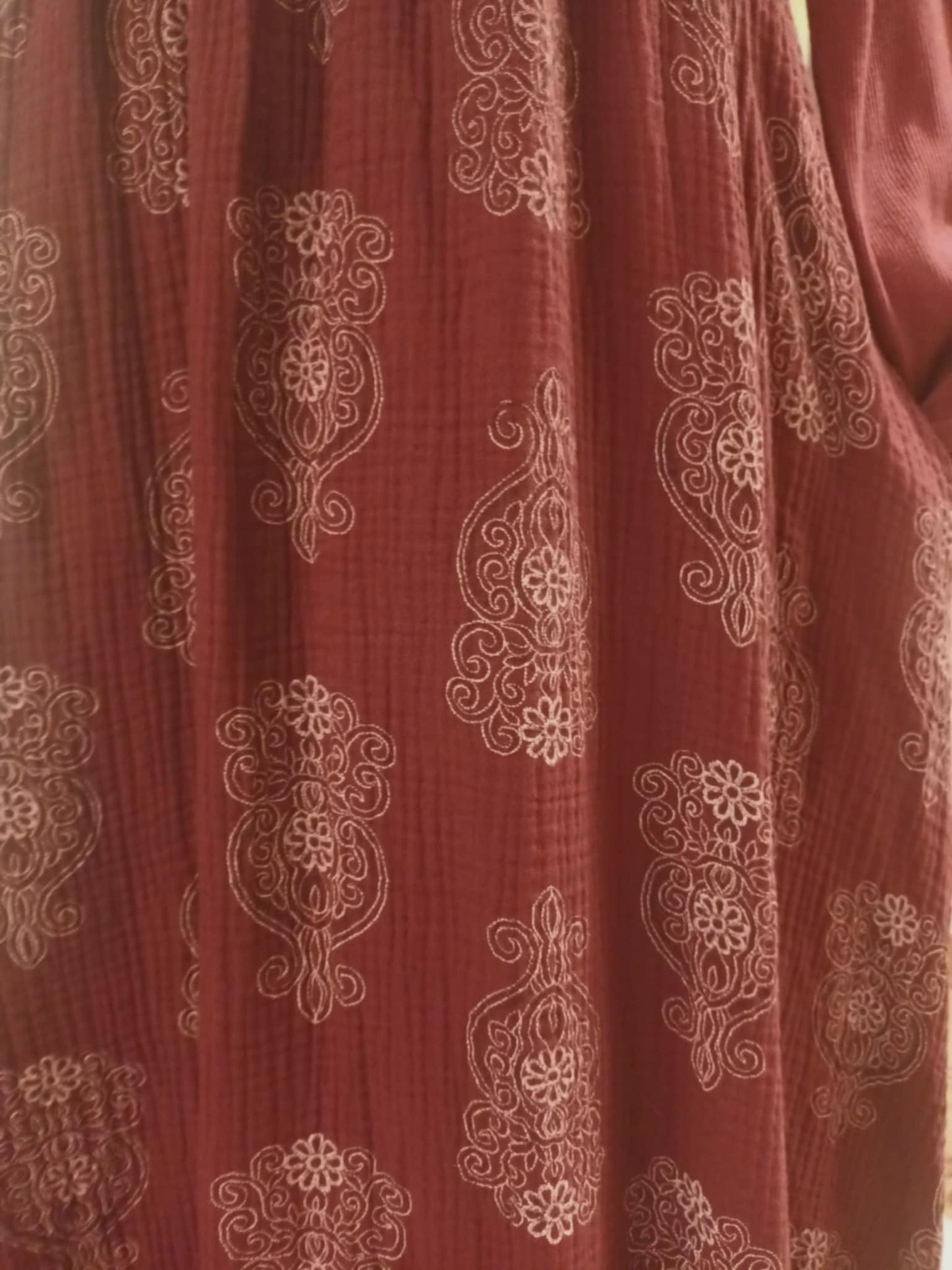 THE 'MANDALA' STUNNING SPIRITUAL PRINT COSY JERSEY DRESS WITH POCKETS WINE, KHAKI OR NAVY