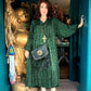 'TALULLAH' BEAUTIFUL BOTTLE GREEN MUTED ANIMAL PRINT DRESS. OVERSIZED STYLE.