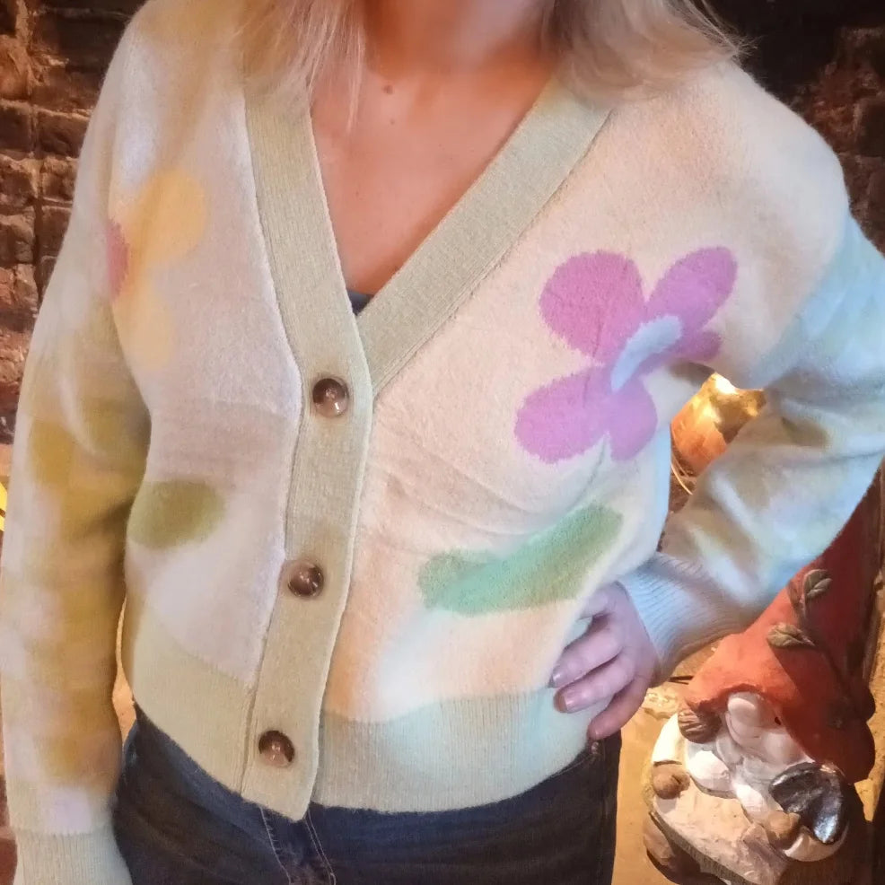 'MERILEE' PRETTY PASTELS DAISY PATTERN CARDIGAN