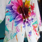 'RAINBOW FLOWER' BRIGHT AND BEAUTIFUL SCRIPT AND FLORAL PRINT STATEMENT BLAZER