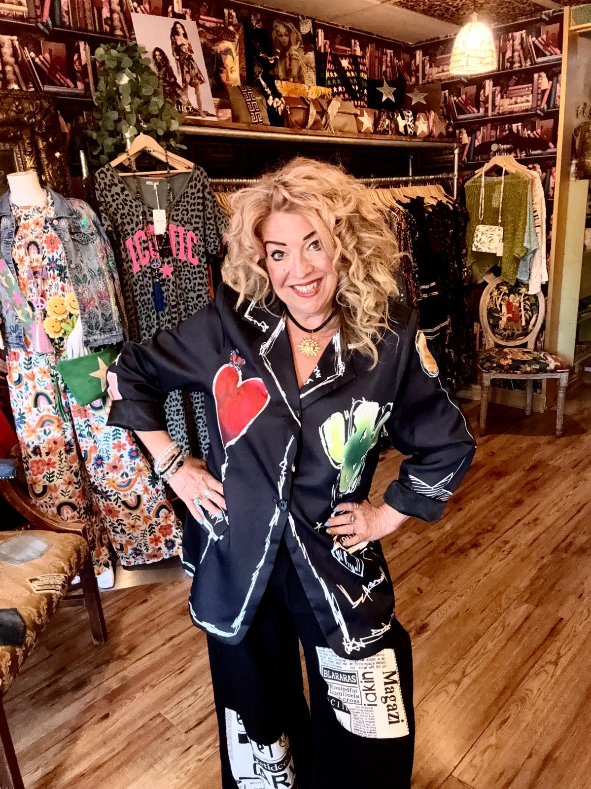 THE 'GRAFFITI QUEEN' STATEMENT BLACK AND MULTI BLAZER