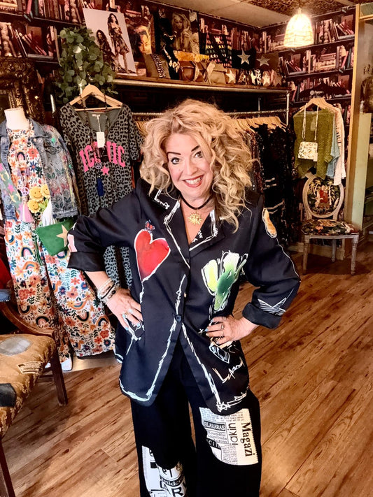 THE 'GRAFFITI QUEEN' STATEMENT BLACK AND MULTI BLAZER