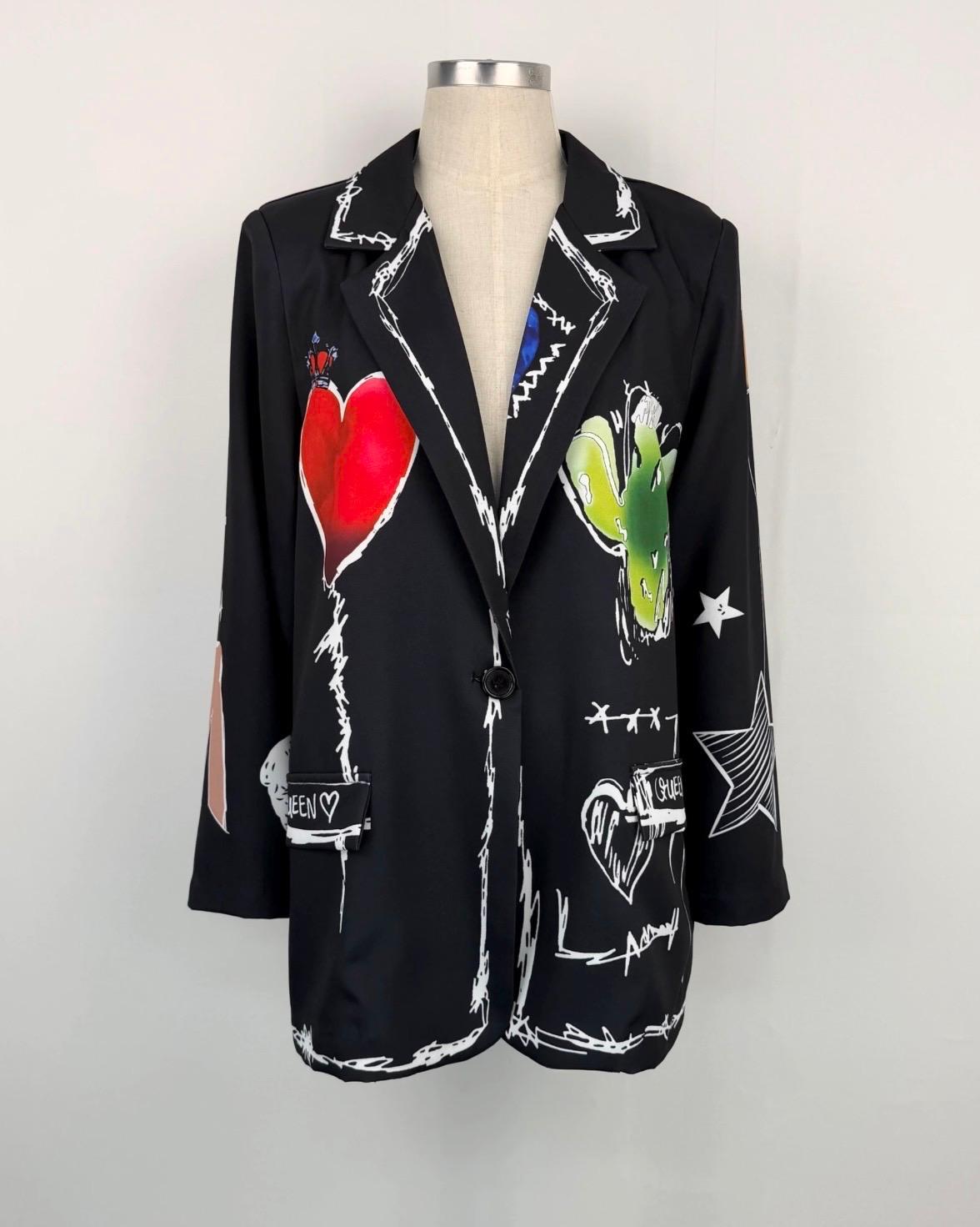 THE 'GRAFFITI QUEEN' STATEMENT BLACK AND MULTI BLAZER
