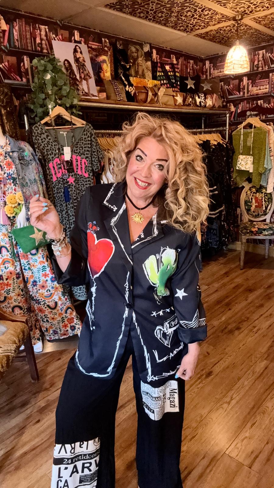 THE 'GRAFFITI QUEEN' STATEMENT BLACK AND MULTI BLAZER