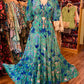 THE 'BONITA' STUNNING FLORAL AND BIRD PRINT DRESS IN EMERALD AND BLUE FROM OUR EXCLUSIVE SPANISH RANGE