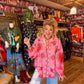 THE 'MYSTIC LOVE' CANDY PINK HEARTS & CELESTIAL SUN PRINT STATEMENT OVERSIZED SHIRT