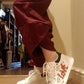 THE 'CARNABY LEOPARD' COCOON STYLE PANTS WITH OVERSIZED POCKETS IN BURGUNDY