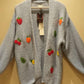 THE 'FEELING FRUITY' FABULOUSLY COSY EMBROIDERED SNUGGLE CARDIGAN IN SAGE GREEN OR POWDER BLUE