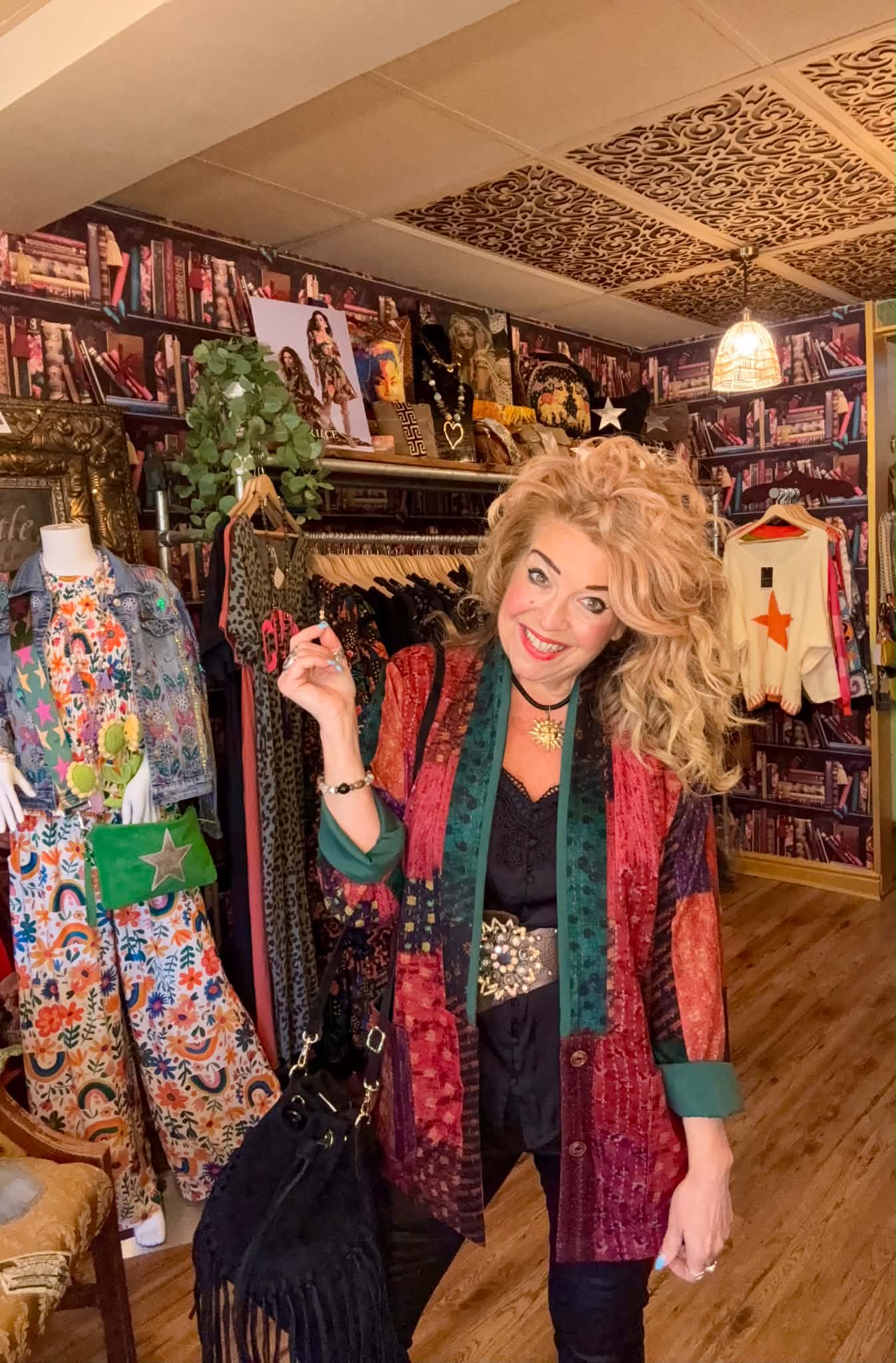 THE 'STEVIE' STUNNING BOHO 70'S STYLE JEWEL COLOURED PATCHWORK PRINT SOFT FEEL JACKET