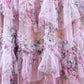 THE 'GYPSY ROSEBUD' STUNNING FLORAL RUFFLE DETAIL FLIPPY TULLE SKIRT IN SUGAR PINK