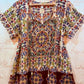 THE 'JONI' STUNNING VINTAGE 70'S STYLE BOHEMIAN PRINT RELAXED FIT TWO PIECE TROUSER SUIT