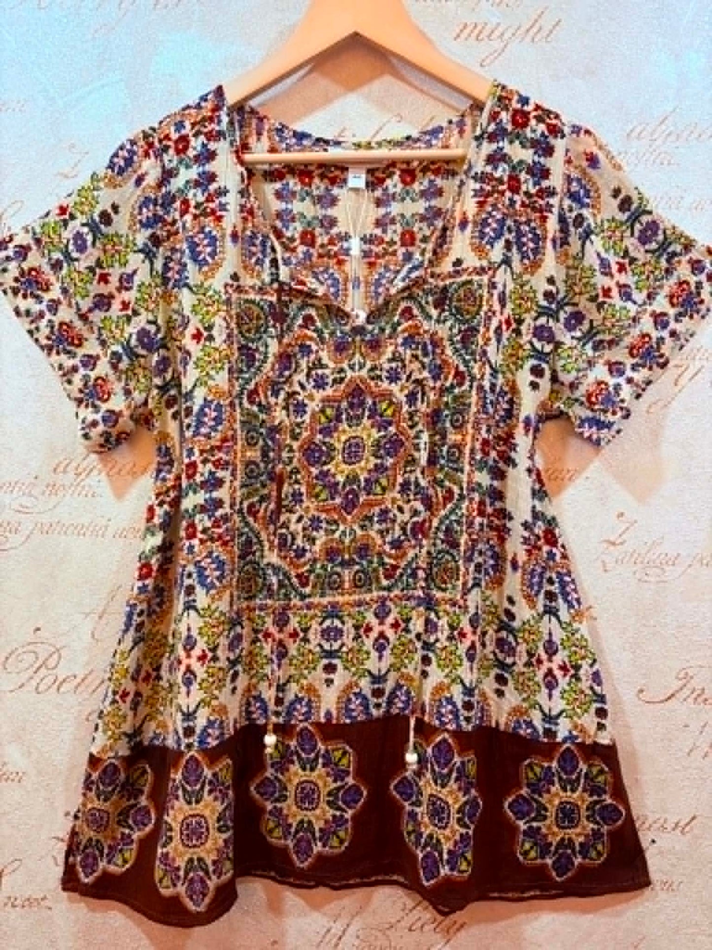 THE 'JONI' STUNNING VINTAGE 70'S STYLE BOHEMIAN PRINT RELAXED FIT TWO PIECE TROUSER SUIT