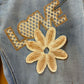 THE 'LOVE AND DAISIES' VINTAGE STYLE SUPERSOFT STRETCH CHAMBRAY JEANS WITH APPLIQUE DETAIL