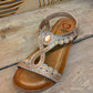 THE 'GOA' ROSE GOLD STUNNING JEWEL EMBELLISHED SUPER COMFORT CUSHION SOLE T BAR SANDAL