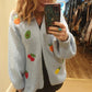 THE 'FEELING FRUITY' FABULOUSLY COSY EMBROIDERED SNUGGLE CARDIGAN IN SAGE GREEN OR POWDER BLUE