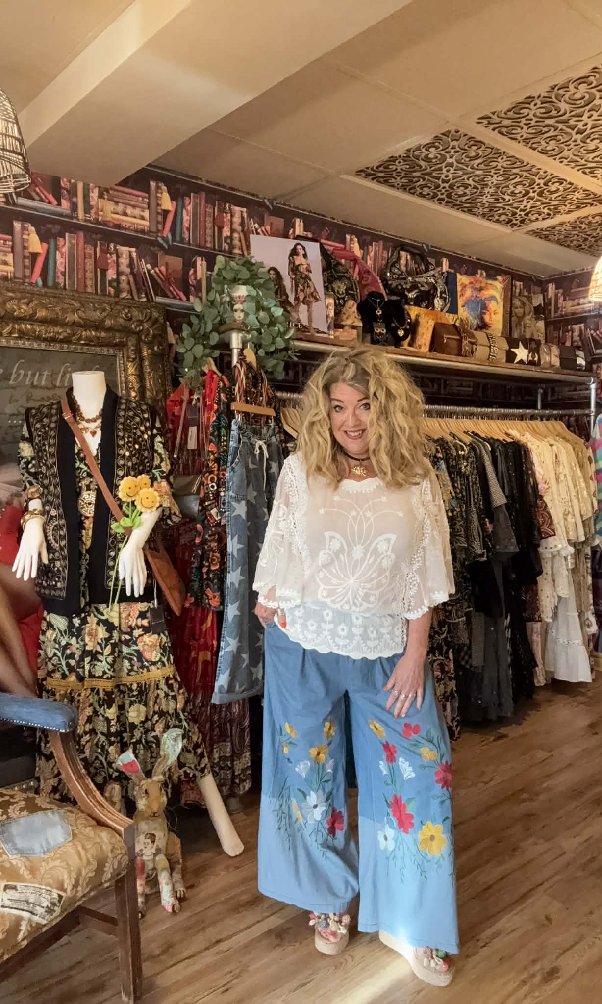 THE 'FLOWER POWER' LIGHTWEIGHT RELAXED FIT JEANS WITH STUNNING FLORAL EMBROIDERY