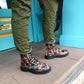 THE 'PANSY' STUNNING MULTI PANSY PATTERN LACE UP SUPER COMFORT LACE UP/ZIP BOOTS VEGAN FRIENDLY
