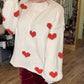 THE 'LOVE IS...' BEAUTIFUL CREAM AND RED CUTE AND COSY HEART PATTERN SNUGGLE JUMPER