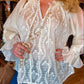 THE 'VICTORIANA' BEAUTIFUL BOHEMIAN VINTAGE STYLE EMBELLISHED FRILL CUFFED BLOUSE IN ANTIQUE CREAM