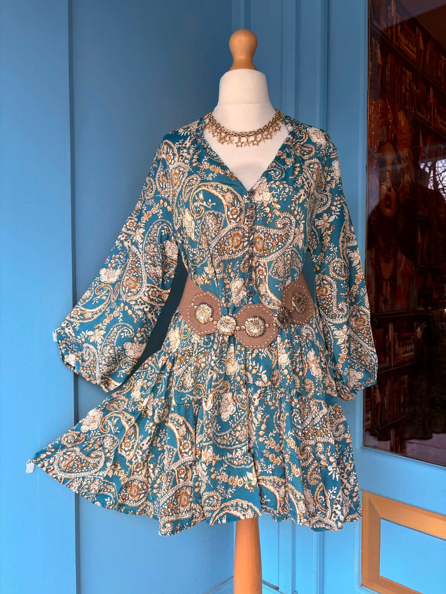 THE 'PAISLEY PARADISO' STUNNING FLIPPY HEM BUTTON BODICE DRESS FROM OUR EXCLUSIVE SPANISH COLLECTION