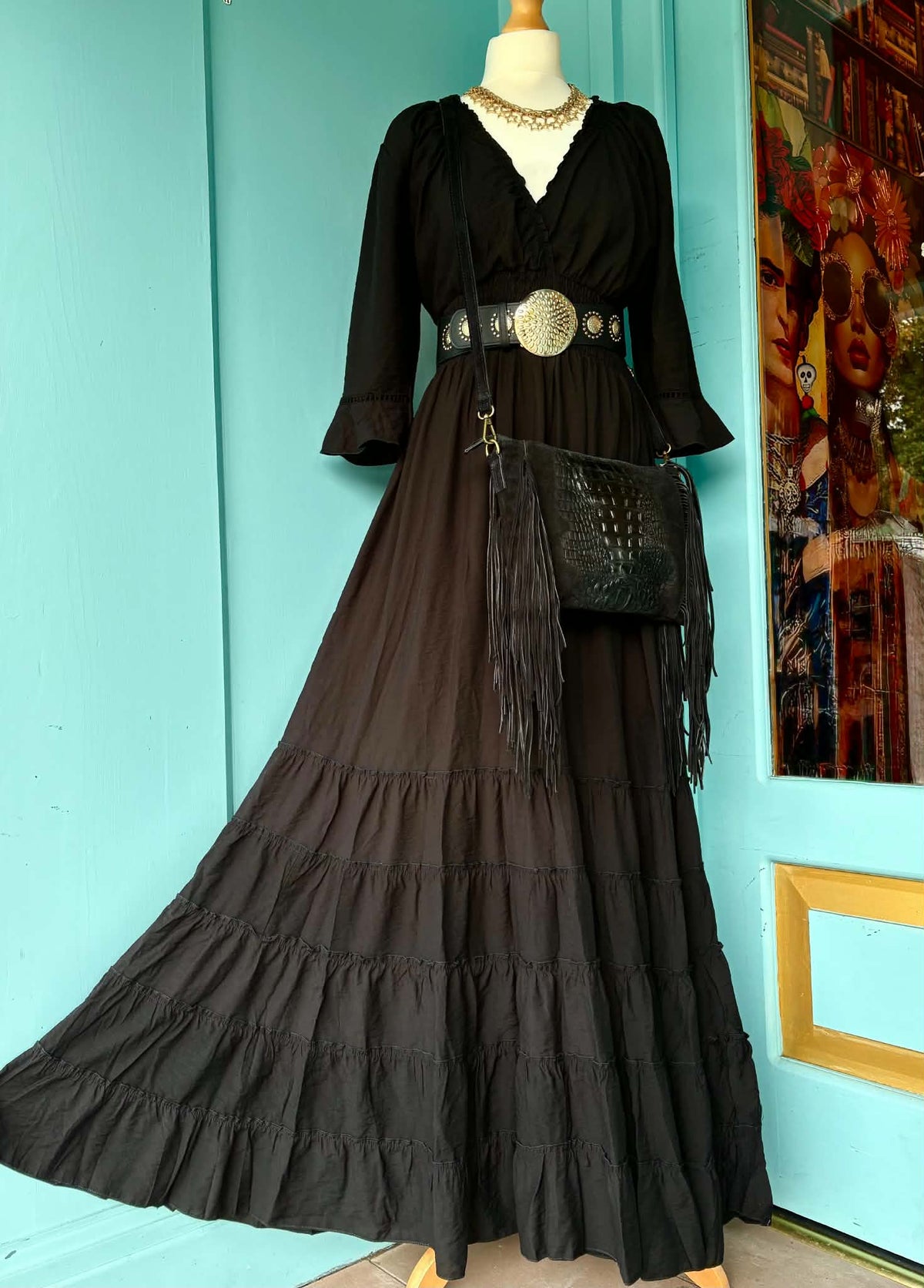 THE 'MARIA' FABULOUSLY FLATTERING ESSENTIAL BLACK MAXI DRESS WITH POCKETS FROM OUR EXCLUSIVE SPANISH COLLECTION