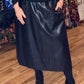 THE 'ELEKTRA' CHIC MIDI LENGTH FAUX LEATHER MIDI LENGTH SKIRT WITH ELASTICATED WAIST BLACK OR OXBLOOD