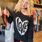 THE 'LOVE' BEAUTIFUL CLASSIC BLACK AND CREAM OVERSIZED V NECK SNUGGLE JUMPER