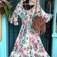THE 'MEADOW' 100% COTTON BRODERIE ANGLAISE WATERCOLOUR FLORAL PRINT DRESS AQUA OR PINK