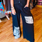 THE 'CAMDEN' LIGHTWEIGHT NEWSPAPER PATCH URBAN STYLE PANTS WITH COMFORTABLE STRETCH WAIST