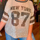THE 'SPORT AND SEQUINS' SASSY SEQUIN AMERICAN SPORTY TOP WITH SEQUIN SHIMMERS
